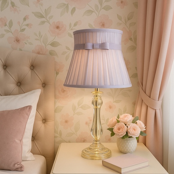 Pottery Barn Kids Other - Pottery Barn Kids Acrylic Pillar Table Lamp w/ Lavender Pleated Shade